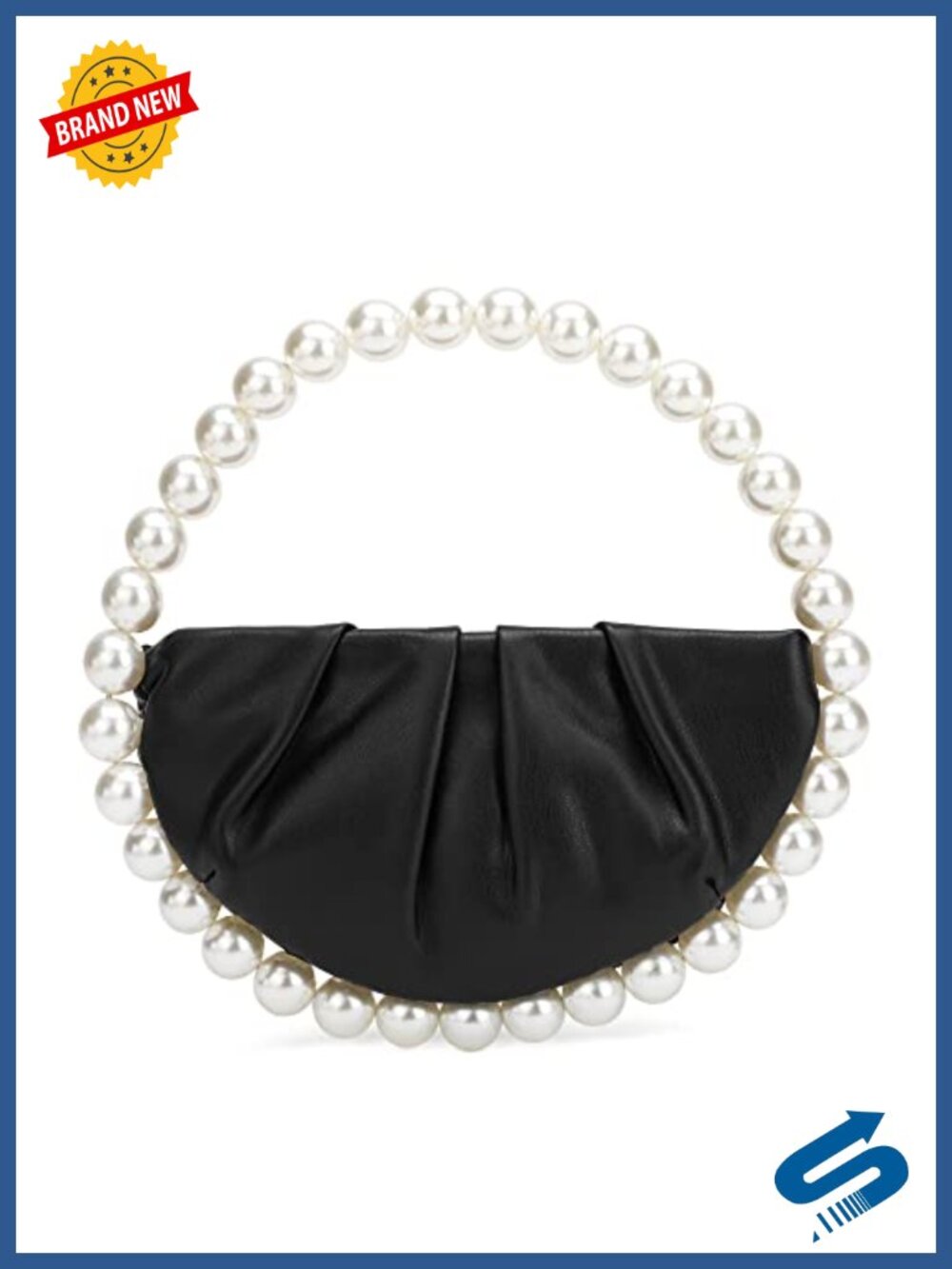 Pearl Faux Leather Crescent Clutch Evening Bag for Wedding Parties